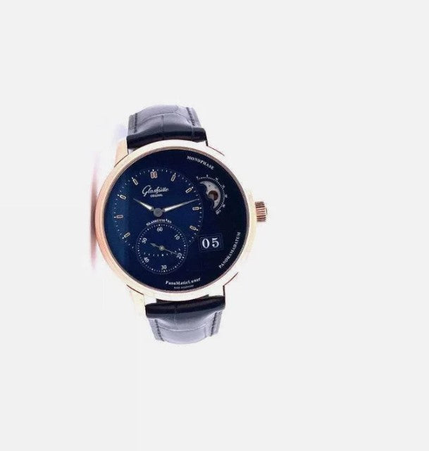 Glashütte PanoMaticLunar 1-90-02-11-35-01 blau 40 mm Roségold, mit Krokodillederarmband und Dornschließe Automatikwerk Kaliber 90-02 Panoramadatum Mondphase
