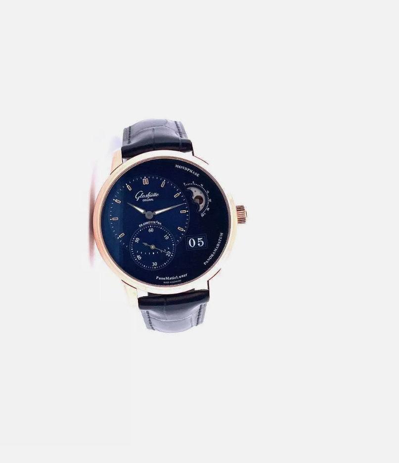 Glashütte Original PanoMaticLunar 40 mm Rotgold Automatik, blau Alligator-Lederband 1-90-02-11-35-61 19002113561