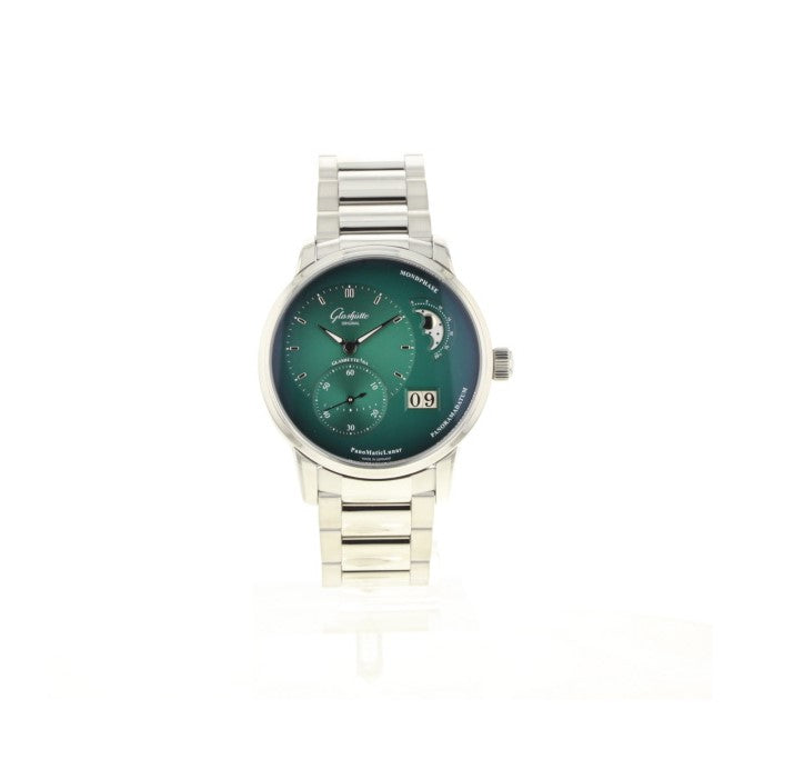 Glashütte PanoMaticLunar 1-90-02-13-32-70 grün, 40 mm Edelstahl Automatikwerk Metallband