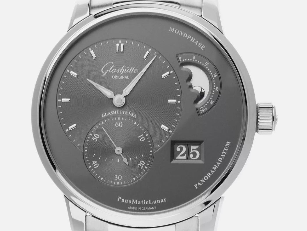 Glashütte PanoMaticLunar 1-90-02-43-32-71 grau, 40 mm, Automatikwerk Kaliber 90-02, Panoramadatum, Mondphase, kleine Sekunde