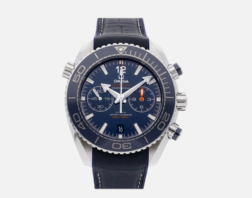 Omega Seamaster Planet Ocean 600M 45,5 mm, Stahl mit Lederarmband mit Innenseite aus Kautschuk 21533465103001