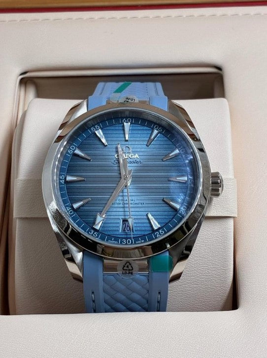 Omega Seamaster Aqua Terra 150M blau 41 mm, Stahl mit Kautschukband "Summer Blue" 220.12.41.21.03.008
