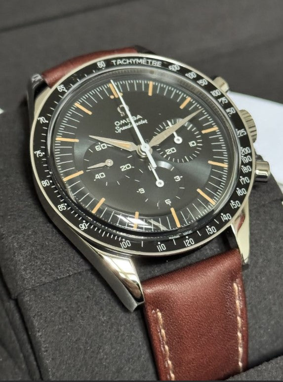 Omega Speedmaster First Omega in Space 39,7 mm, Stahl mit Lederarmband 310.32.40.50.06.002