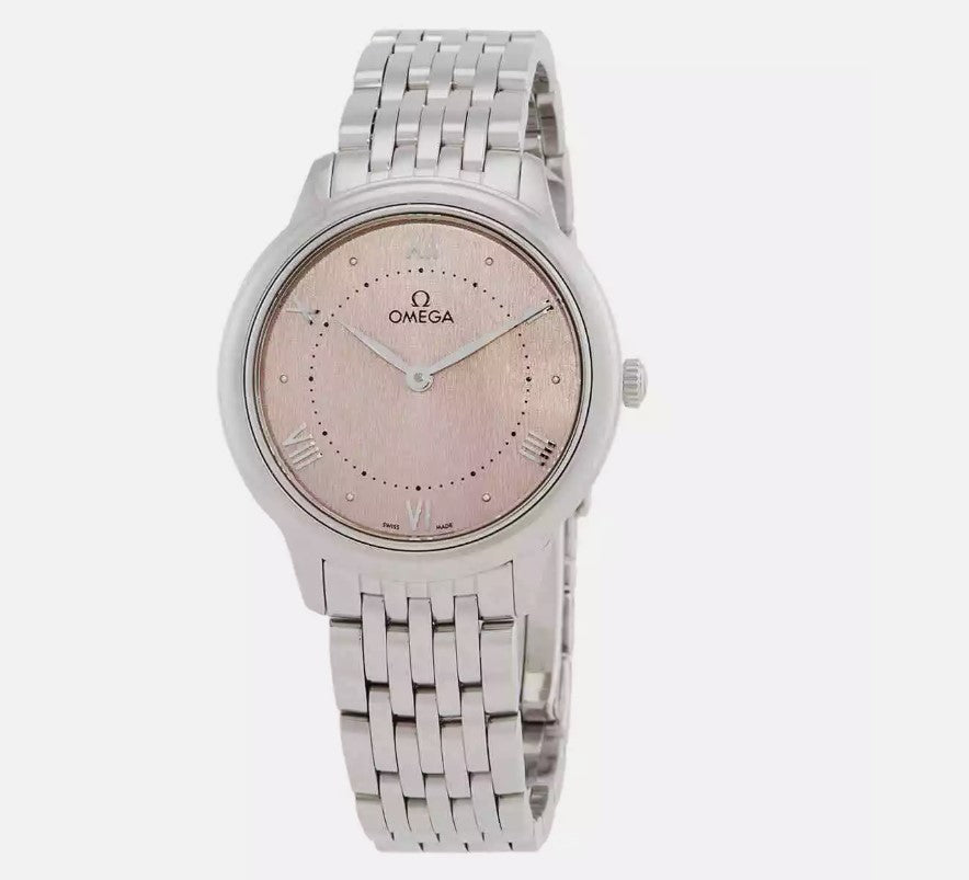 Omega De Ville Prestige Silbrig‑Rosa 30 mm, Stahl mit Stahlarmband 434.10.30.60.02.001