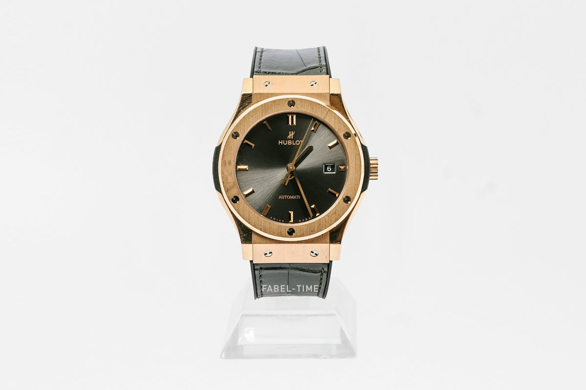 Hublot Classic Fusion Racing Grey 42mm 542.OX.7081.LR rose gold, grey rubber / crocodile leather strap with folding clasp