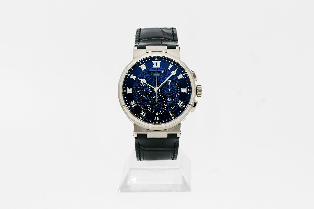 Breguet Marine Chronograph 5527TI/Y1/9WV Herrenuhr Automatik Titan 42.3 mm, blau, Alligatorarmband 5527TIY19WV
