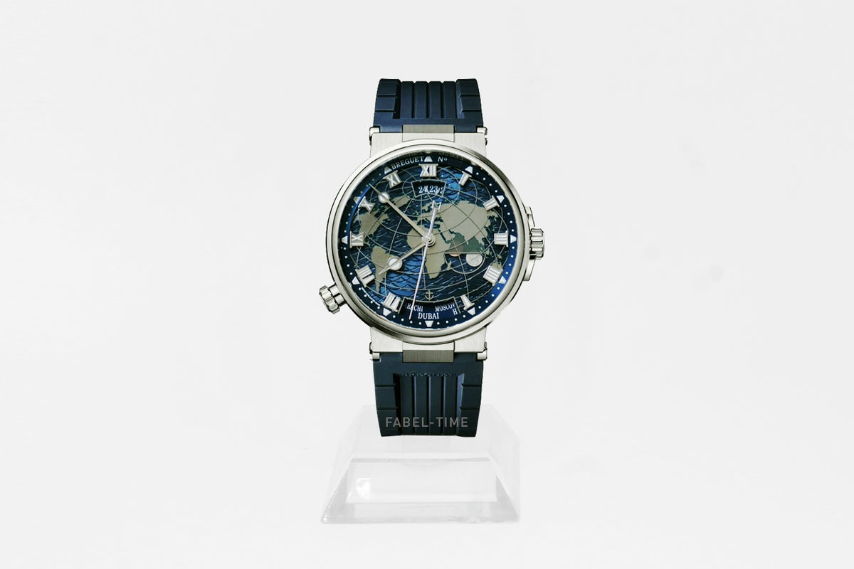 Breguet Marine Hora Mundi Automatic 5557BB/YS/5WV 43.9 mm 18K Weißgold, Kautschukarmband, Datum, Zweite Zentralsekunde