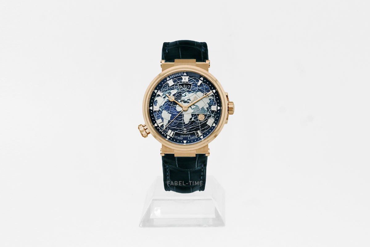 Breguet Marine Hora Mundi Automatic 5557BR/YS/9WV 43.9 mm 18K Roségold Alligator Armband Faltschließe Zentralsekunde, Datum, Zweite Zeitzone mit Speicher