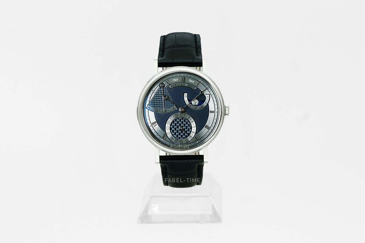 Breguet Classique Phase de Lune 7137 7137BB/Y5/9VU 39 mm 18K Weißgold, Bleu sky, Datum Gangreserve Alligatorarband
