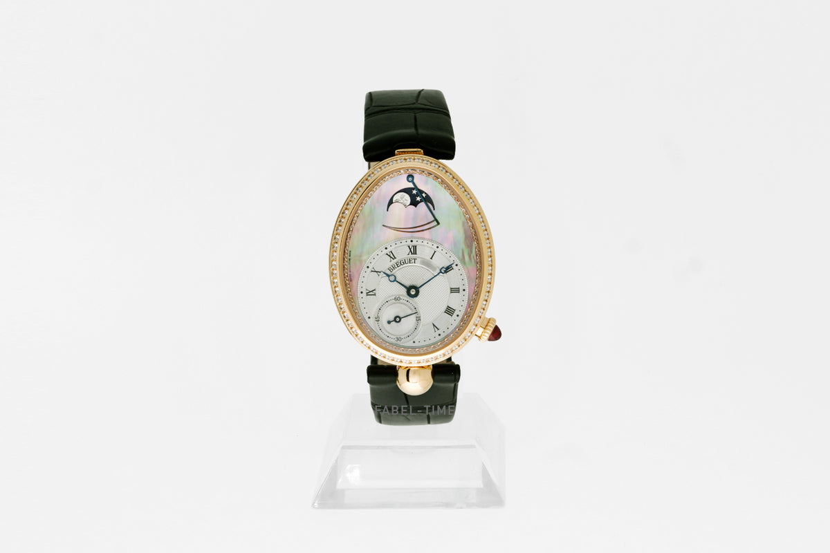 Breguet Reine de Naples Phase de Lune 8908 8908BR/5T/964 D00D 3L Automatik 28.5 mm 18K Roségold, 128 Diamanten, mit Alligatorarmband 8908BR5T964D00D3L