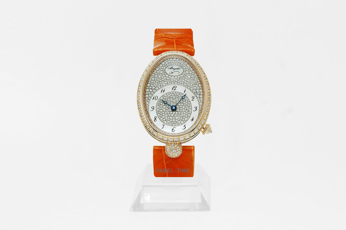 Breguet Reine de Naples 8938 8938BR/8D/964 DD0D Automatik oval 28.5 mm 18K Roségold, 161 Diamanten, Damenuhr mit Alligatorarmband
