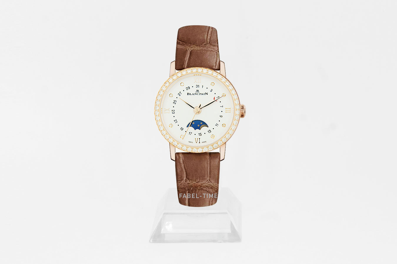 Blancpain Villeret Quantième Phases De Lune Automatic 6106-2987-55A 29.20 mm Rotgold, Opalin, Alligatorleder Armband