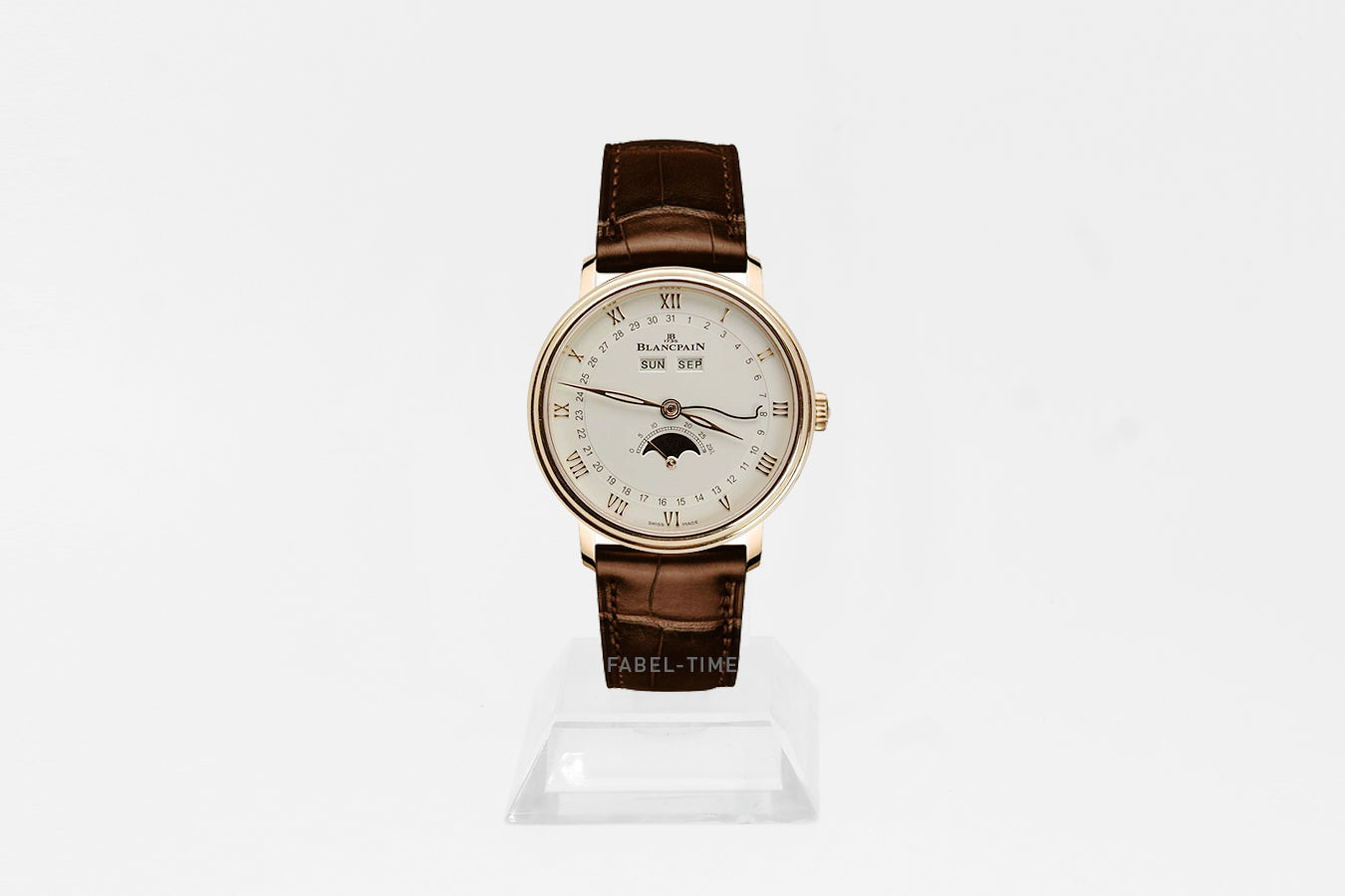 Blancpain Villeret Quantieme Complet 6264-3642-55B Automatik 38 mm Rotgold, Opalin, Alligatorleder Armband