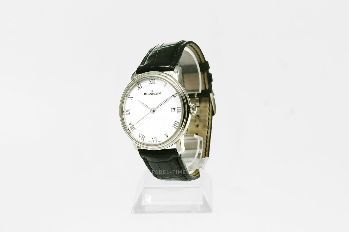 Blancpain Villeret 8 Days 6630-1531-55B weiß, 42 mm Weißgold, Automatik Herrenuhr mit Alligatorleder Armband