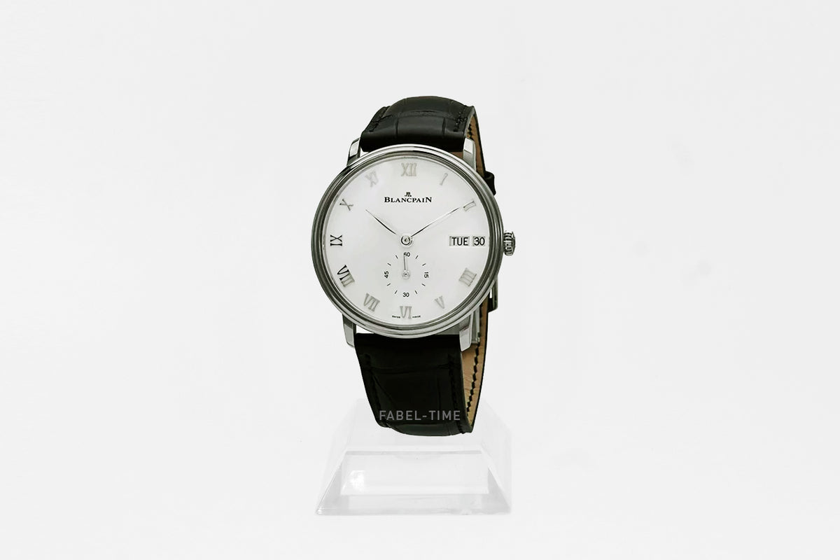 Blancpain Villeret Jour Date 6652-1127-55B Automatik 40.50 mm Stahl weiß Alligatorleder Faltschließe