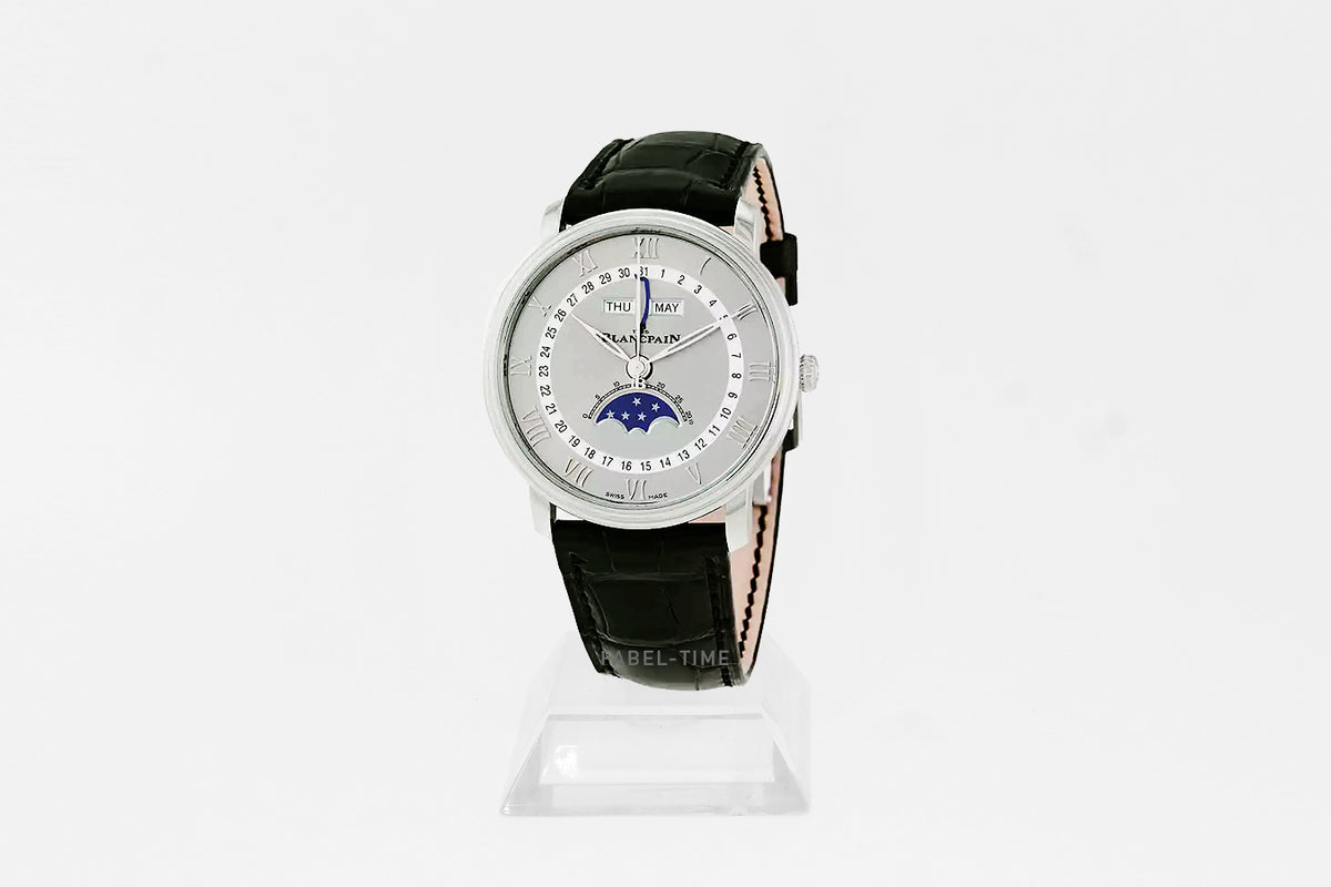 Blancpain Villeret Quantième Complet 6654-1113-55B grau Automatik 40 mm Stahl, Alligatorleder Armband