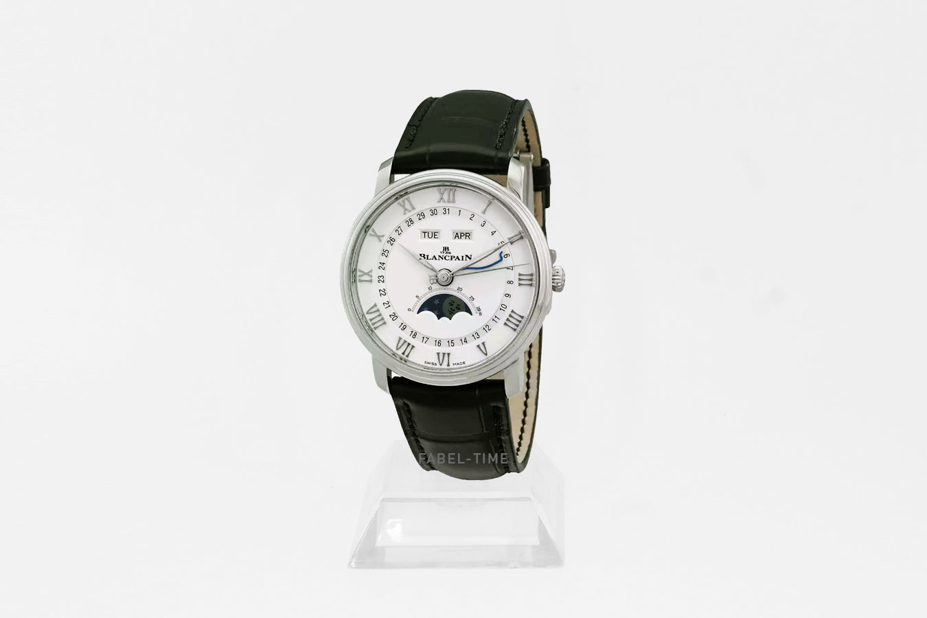 Blancpain Villeret QUANTIÈME COMPLET 6654A-1127-55B weiß Automatik 40 mm Stahl, Alligatorleder Armband mitFaltschließe