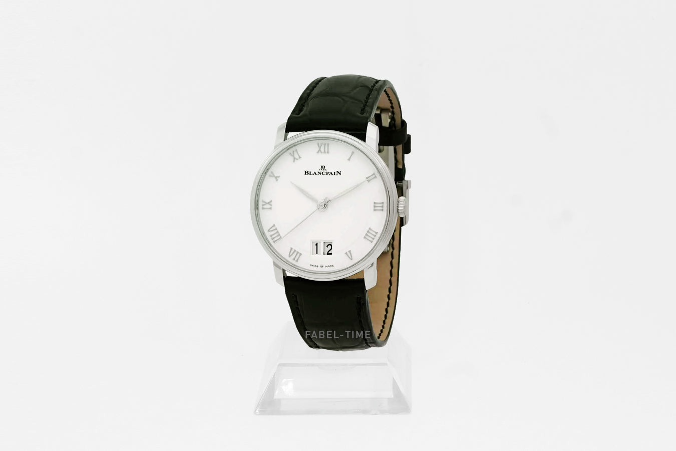 Blancpain Villeret Grande Date 6669-1127-55B Automatik 40 mm Stahl weiß mit Alligatorleder-Armband