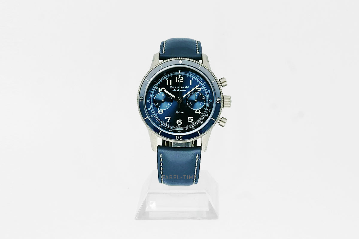 Blancpain Air Command Flyback Chronograph AC02-12B40-63A blau Automatik 42.50 mm Titan, Armband Kalbsleder