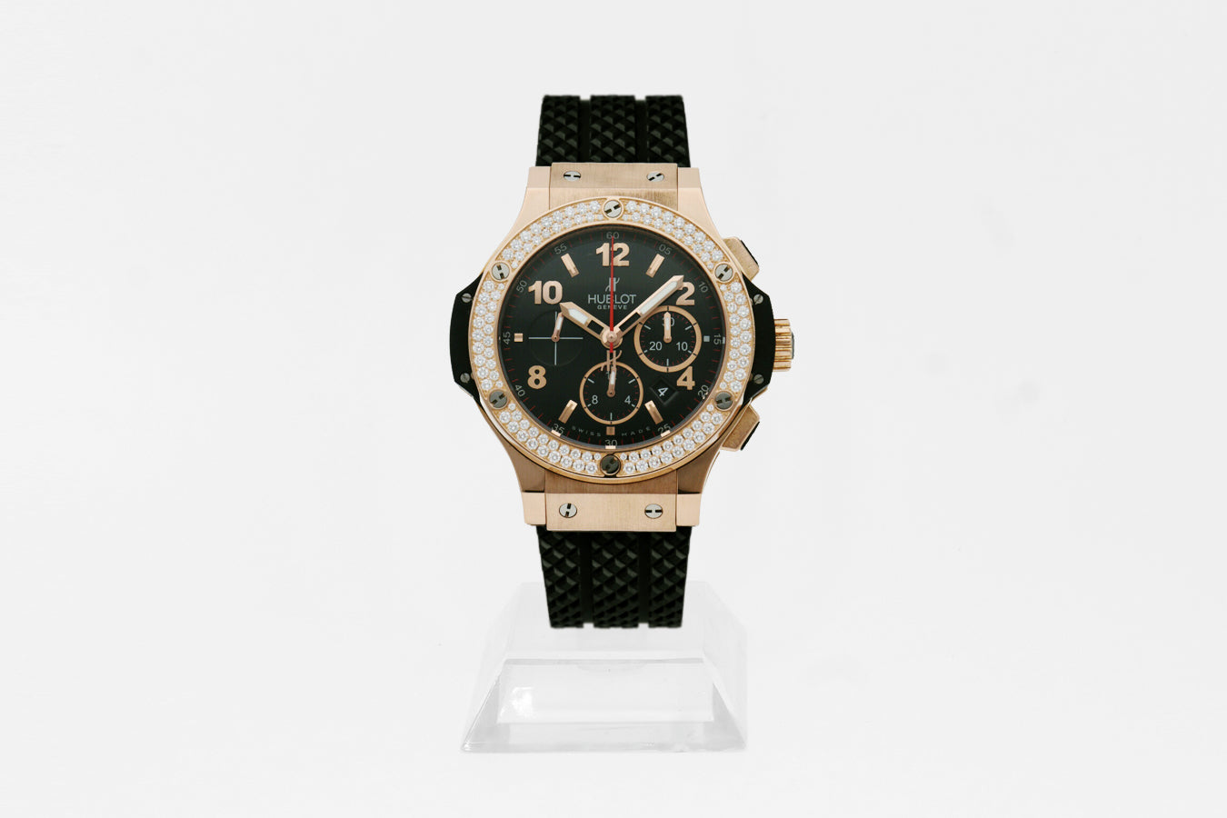 Montre homme Hublot BIG BANG GOLD DIAMONDS 41mm 341.PX.130.RX.114 or caoutchouc noir