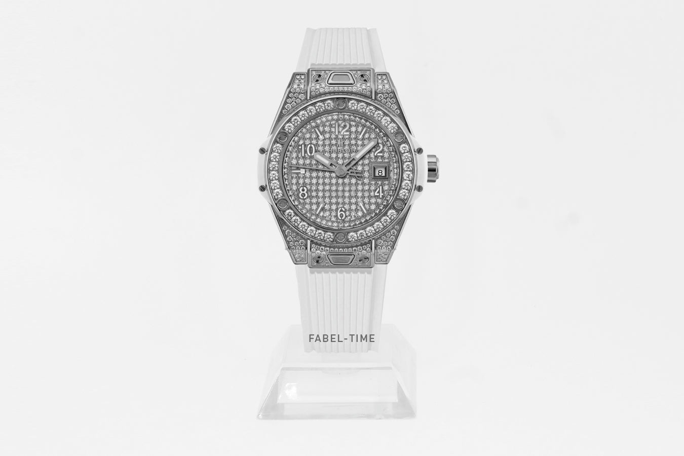 HUBLOT BIG BANG ONE CLICK STEEL WHITE FULL PAVE 33mm 485.SE.9000.RW.16