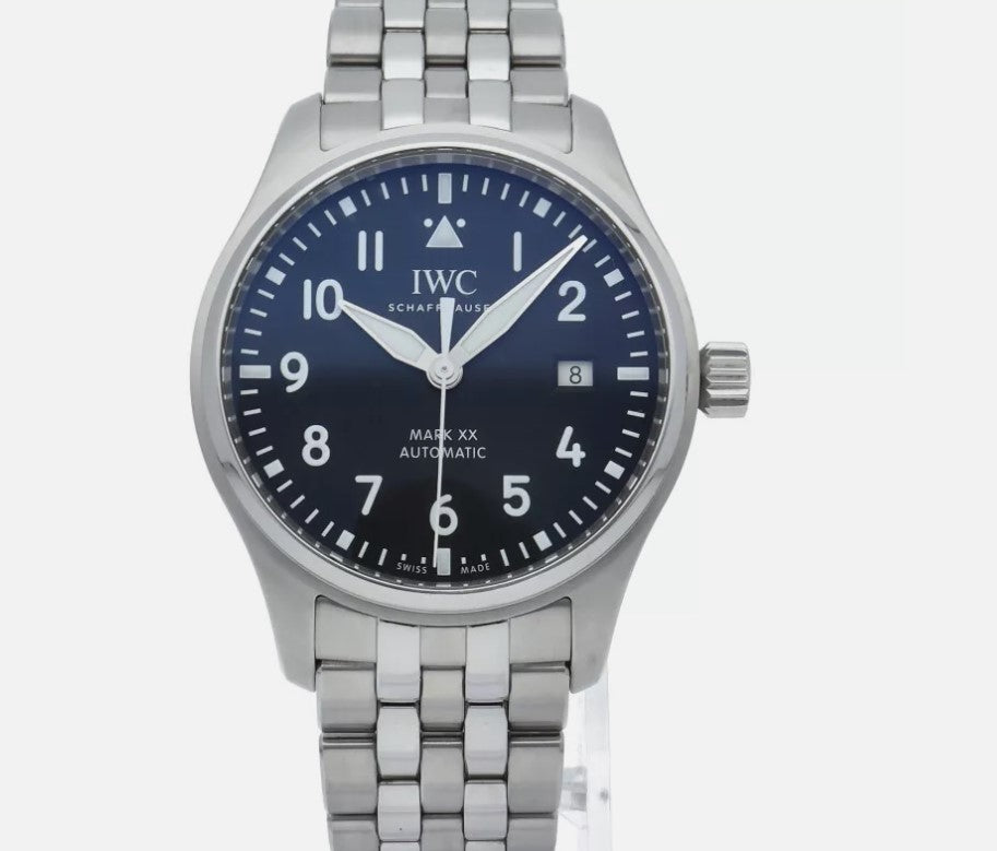 IWC Pilot's Watch Mark XX Automatic 40 mm steel black IW328202 with steel bracelet with EasX-CHANGE® replacement system