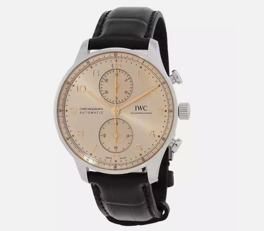IWC Portugieser Automatic Sparkling Beige 41 mm steel IW371624 Dunes with black alligator leather strap