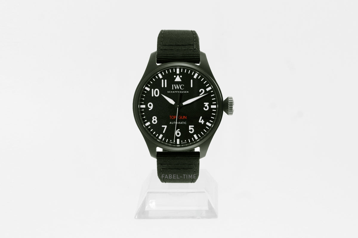 IWC Big Pilot "top Gun" 43 Automatic Ceramic 43.8 mm IW329801 black with black fabric strap with EasX-CHANGE® replacement system