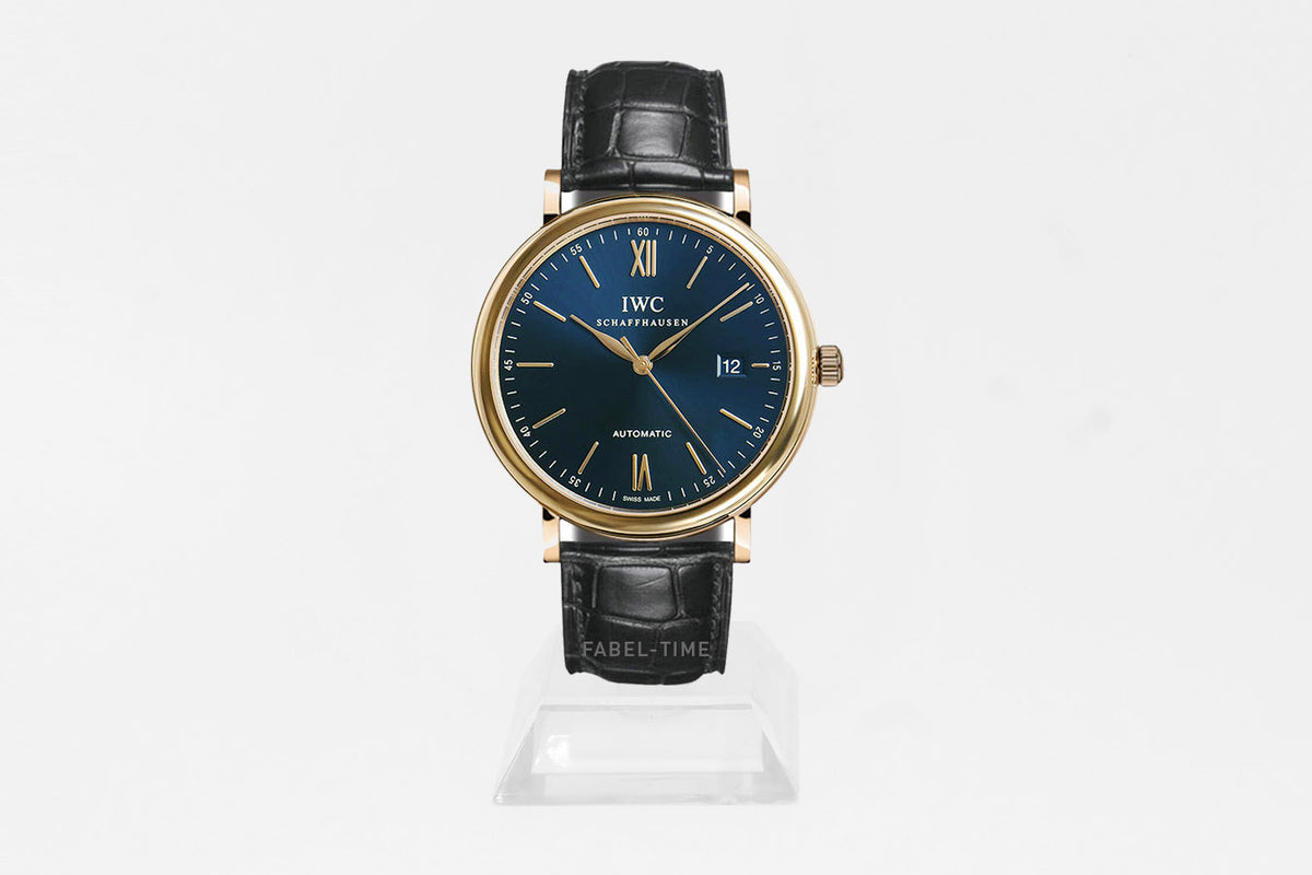 IWC Portofino Automatic IW356522 blue, 40 mm 18 ct red gold, with black alligator leather strap