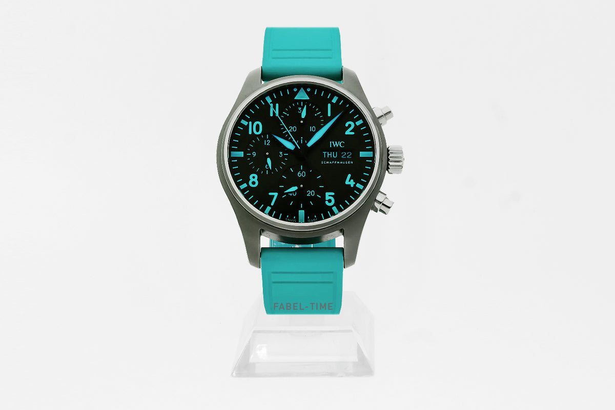 IWC Pilot's Watch Chronograph 41 Edition «Mercedes-AMG PETRONAS Formula One™ Team» IW388108 black with green rubber strap with EasX-CHANGE® replacement system