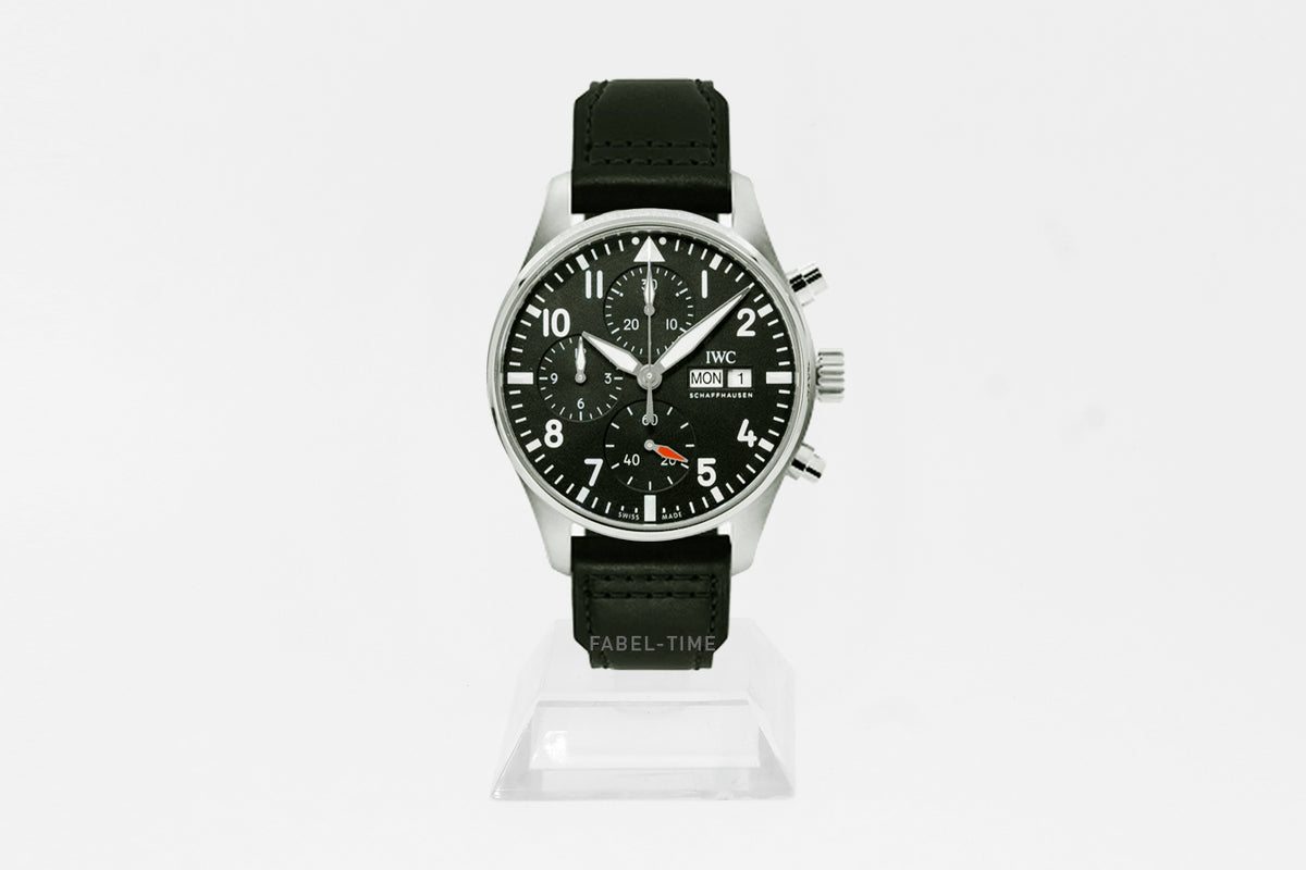 IWC Watch Chronograph IW388111 41mm Edelstahl Gehäuse, Automatik, Schwarzes Kalbslederband