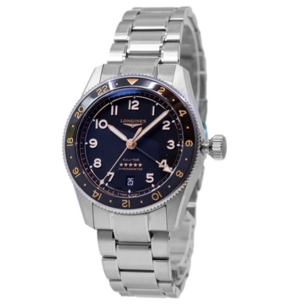 LONGINES SPIRIT ZULU TIME, L38024506, Automatik Uhr, Ø 39.00 mm, Edelstahl und Keramik Lünette.