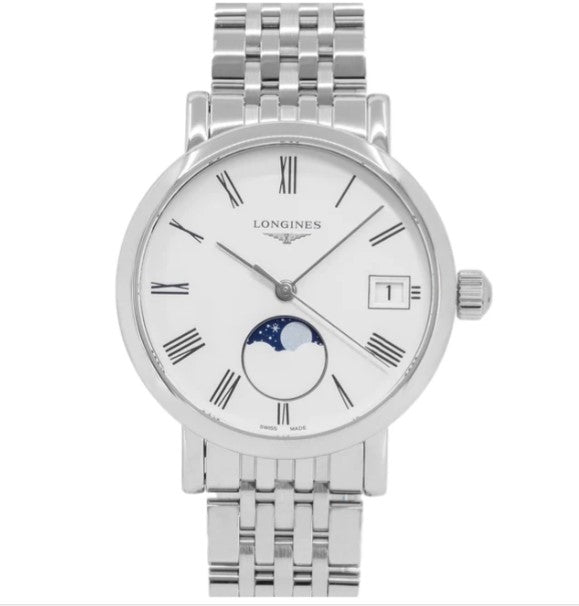 LONGINES ELEGANT COLLECTION MOONPHASE, L43304116, Quarz Uhr, Ø 30.00 mm, Edelstahl