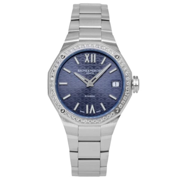 Baume & Mercier Riviera 10765 Quarzuhr, Datumsanzeige, Diamantenbesatz – 33mm, MOA10765
