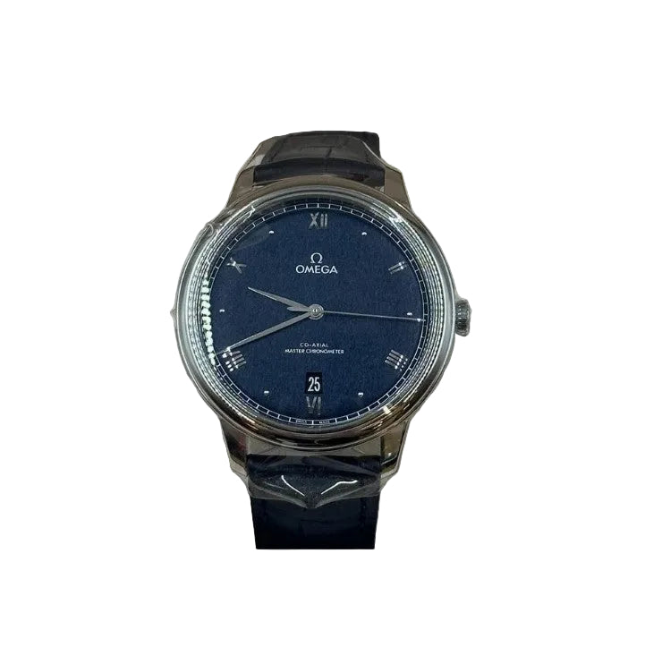 Omega De Ville Prestige blau 40 mm, Stahl mit Lederarmband 43413402003001