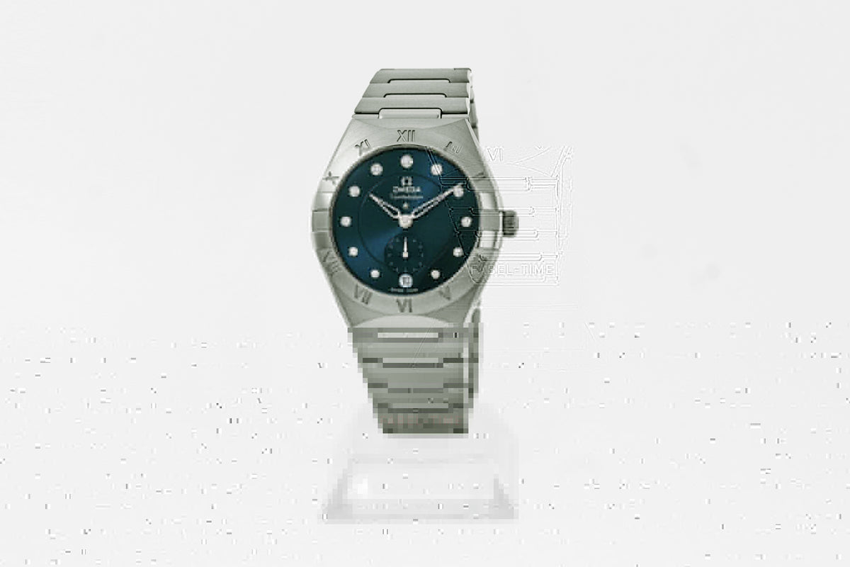 Omega Constellation blau 34 mm, Stahl mit Stahlarmband 13110342053001
