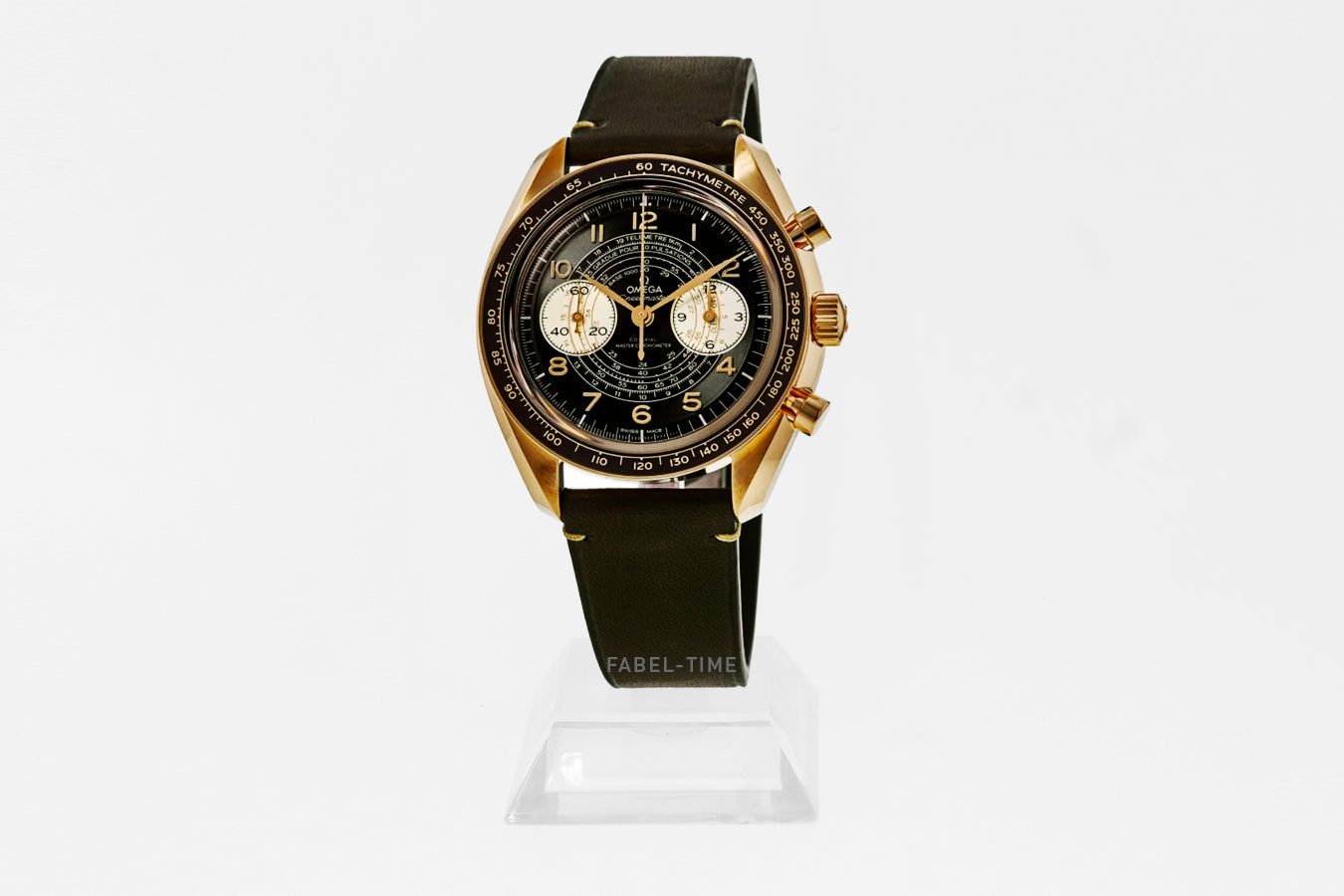 Omega Speedmaster Chronoscope 43 mm, Bronze Gold mit Lederarmband 32992435110001