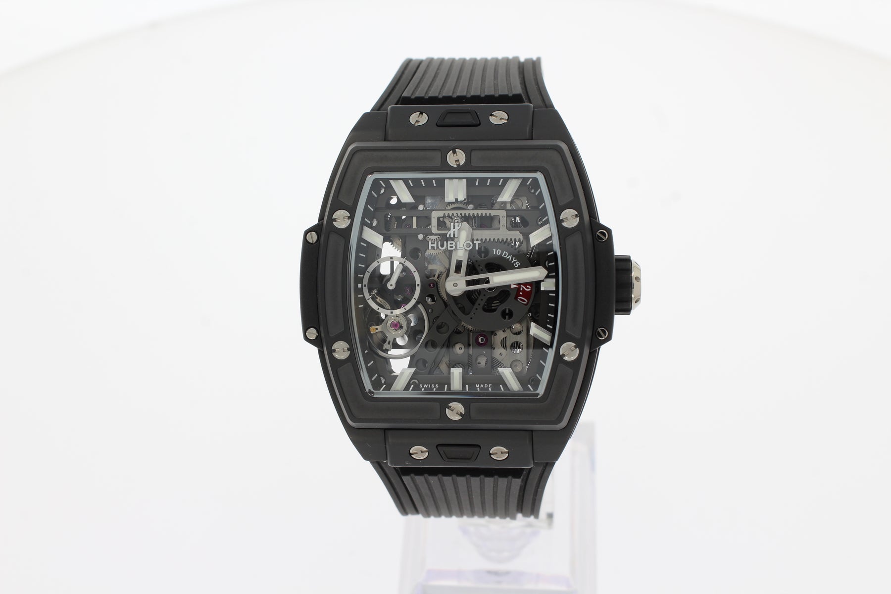 Hublot SPIRIT OF BIG BANG MECA-10 BLACK MAGIC 45 mm 614.CI.1170.RX montre pour hommes en céramique à remontage manuel en caoutchouc noir