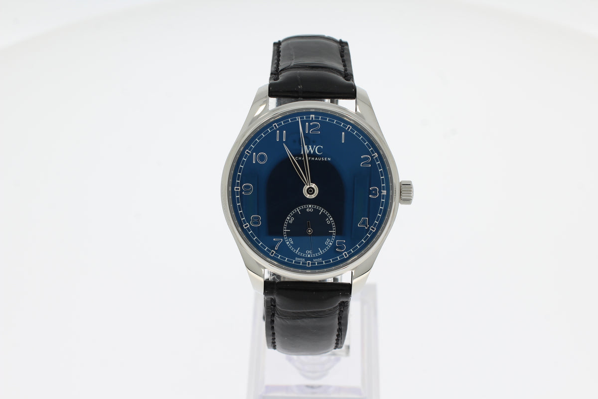 IWC Portugieser Automatic Blue Dial IW358305 Edelstahl Gehäuse 40.4mm Automatikaufzug, schwarz