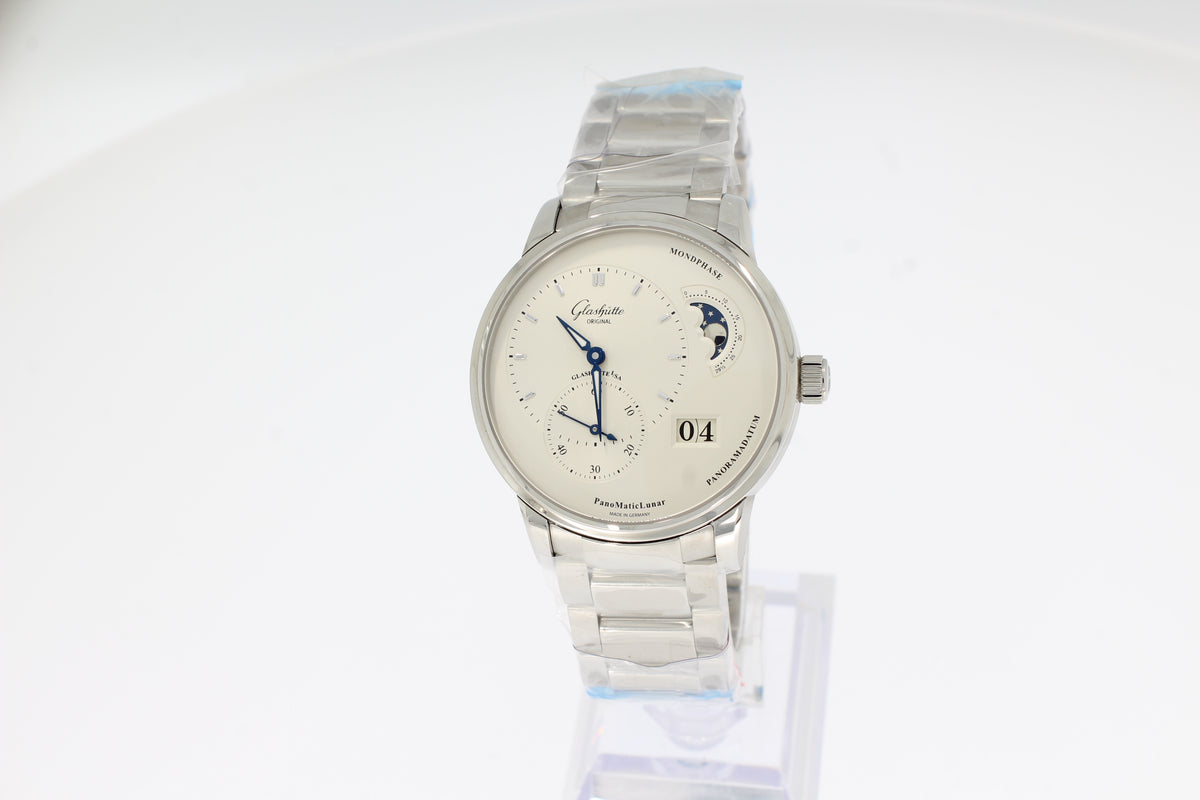 Glashütte Original Panomaticlunar 40 mm Edelstahl Automatik silber Panoramadatum 1-90-02-42-32-71 19002423271