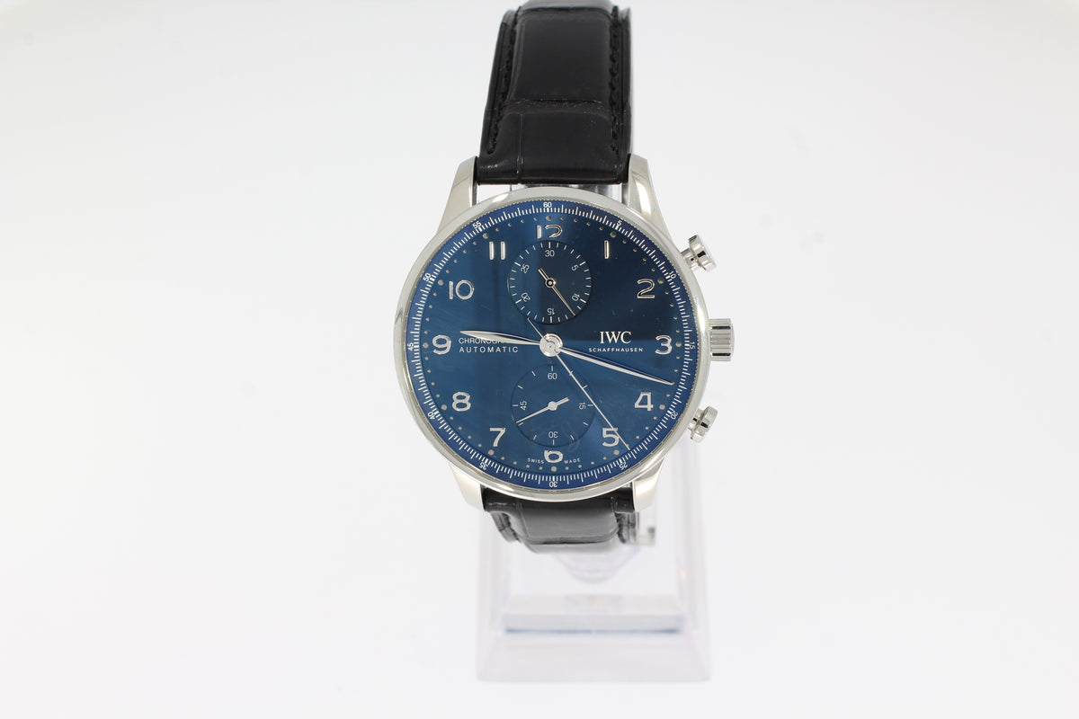 IWC Chronograph Portugieser IW371606 41mm Edelstahl Gehäuse,Automatik schwarzes Alligatorleder