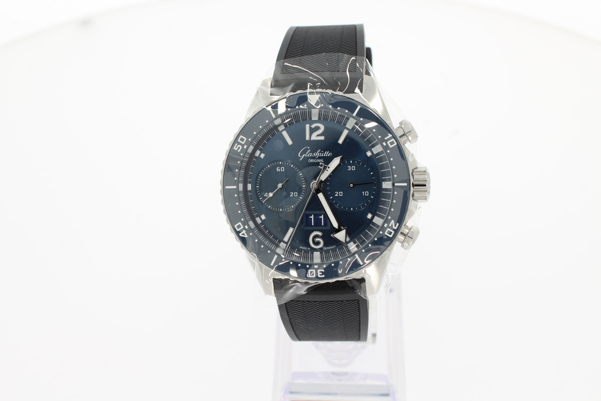Glashütte Original SeaQ Chronograph 13723028133 Edelstahl 43.2 mm Automatik blau, Kautschuk schwarz 1-37-23-02-81-33