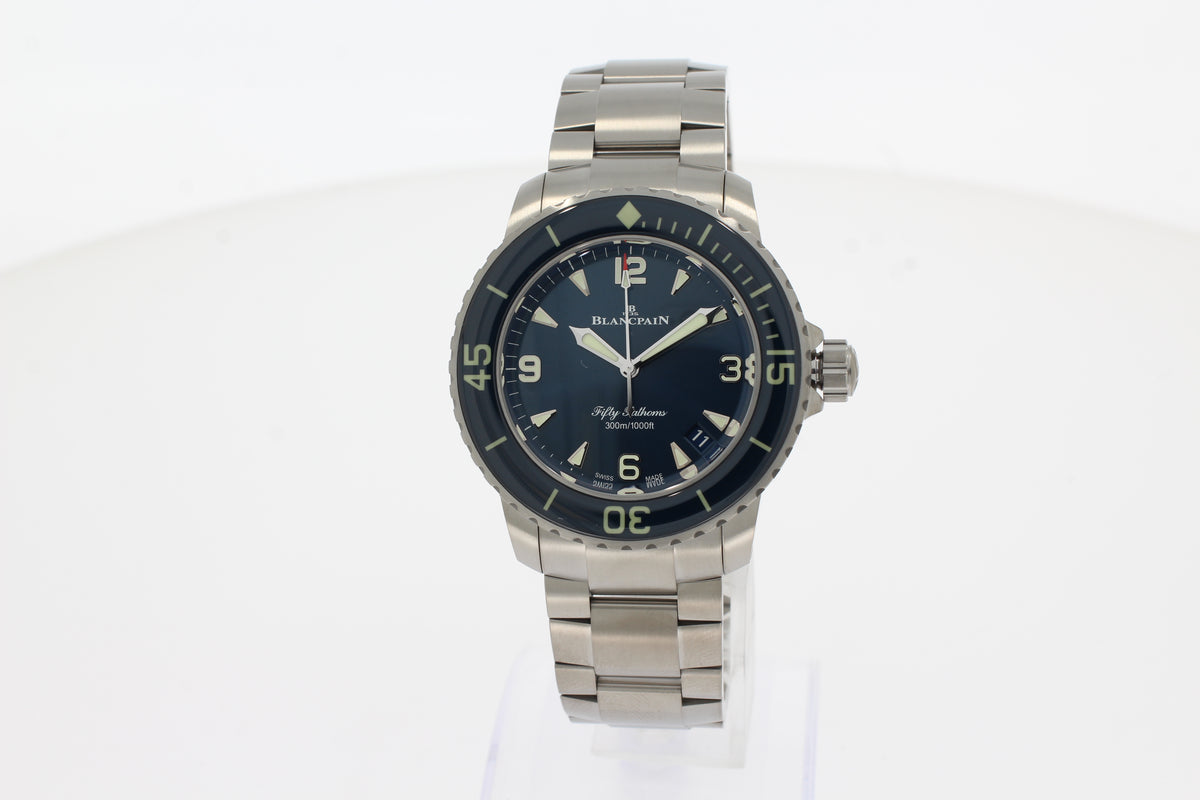 Blancpain Fifty Fathoms Automatique 5010 12B40 98S blau 42.30 mm Titan Automatik, Herrenuhr mit Faltschließe