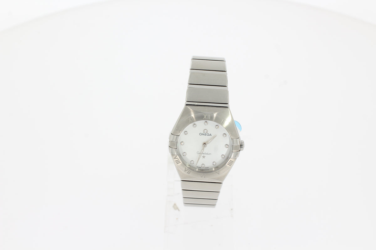 Omega Constellation weiß 28 mm, Stahl mit Stahlarmband 13110286055001