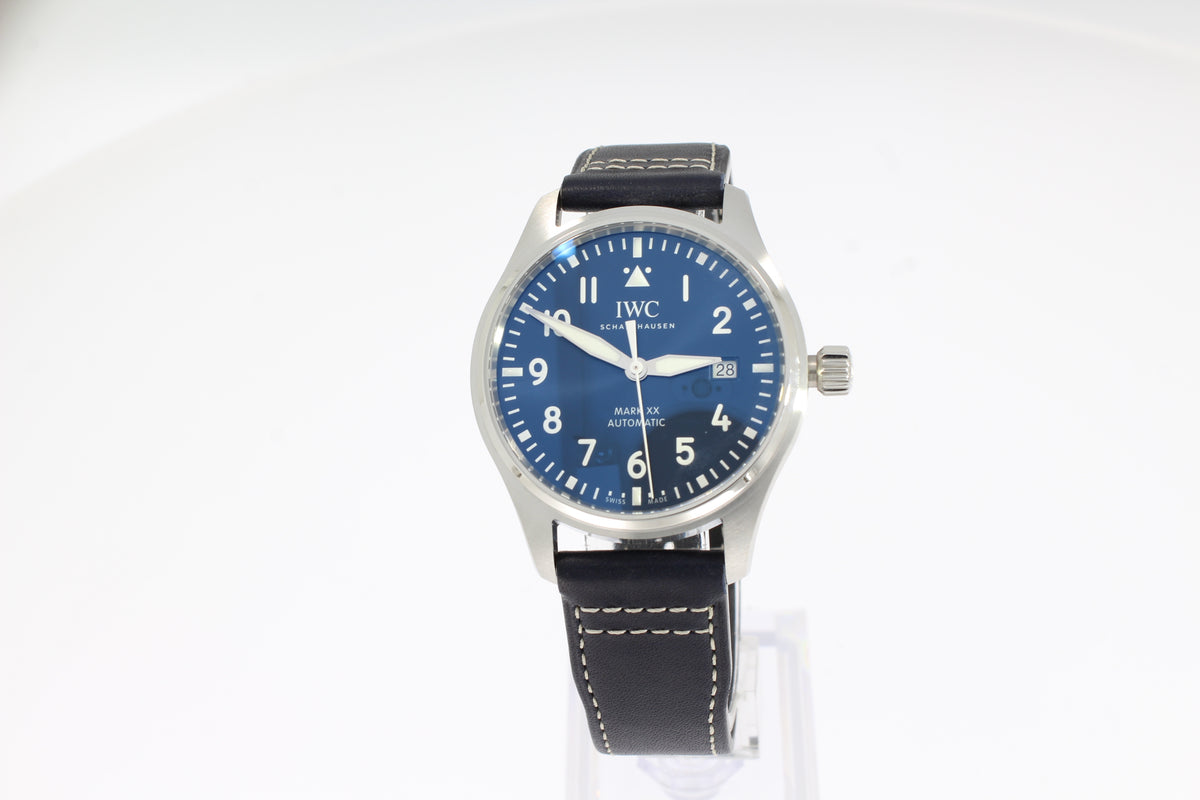 IWC Mark XX IW328203 Herren Uhr 40mm Edelstahl Gehäuse, Automatikaufzug, Blaues Kalbslederband