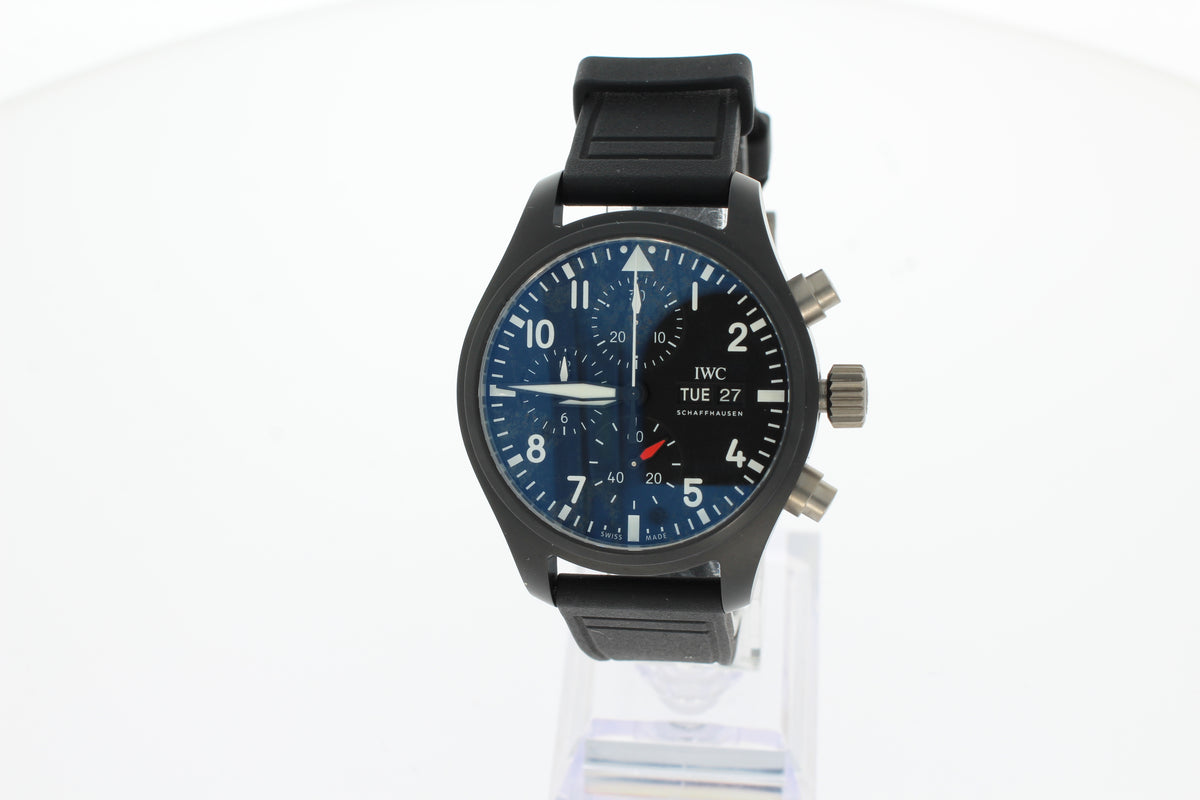 IWC Pilot's Watch Chronograph 41 Top Gun Automatic 41,9 mm Ceramic IW389401 black with black rubber strap with EasX-CHANGE® replacement system