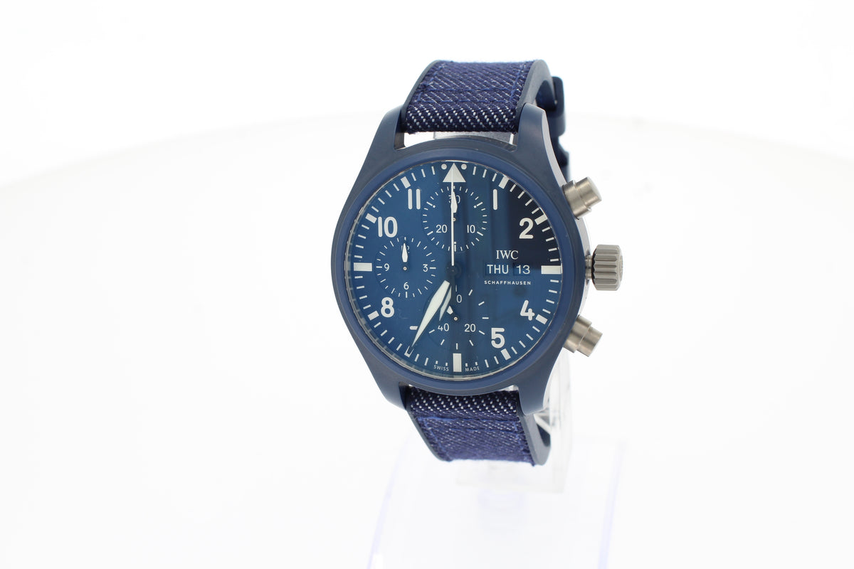IWC Pilot Chronograph Top Gun OCEANA Automatic 41,9 mm Ceramic IW389404 with blue rubber strap with fabric insert