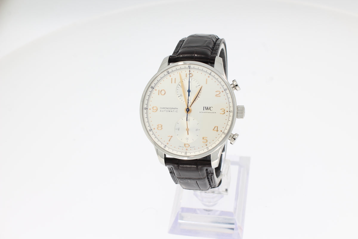 IWC Chronograph Portugieser IW371604 41mm Edelstahl Gehäuse, Automatik, schwarz Alligatorleder