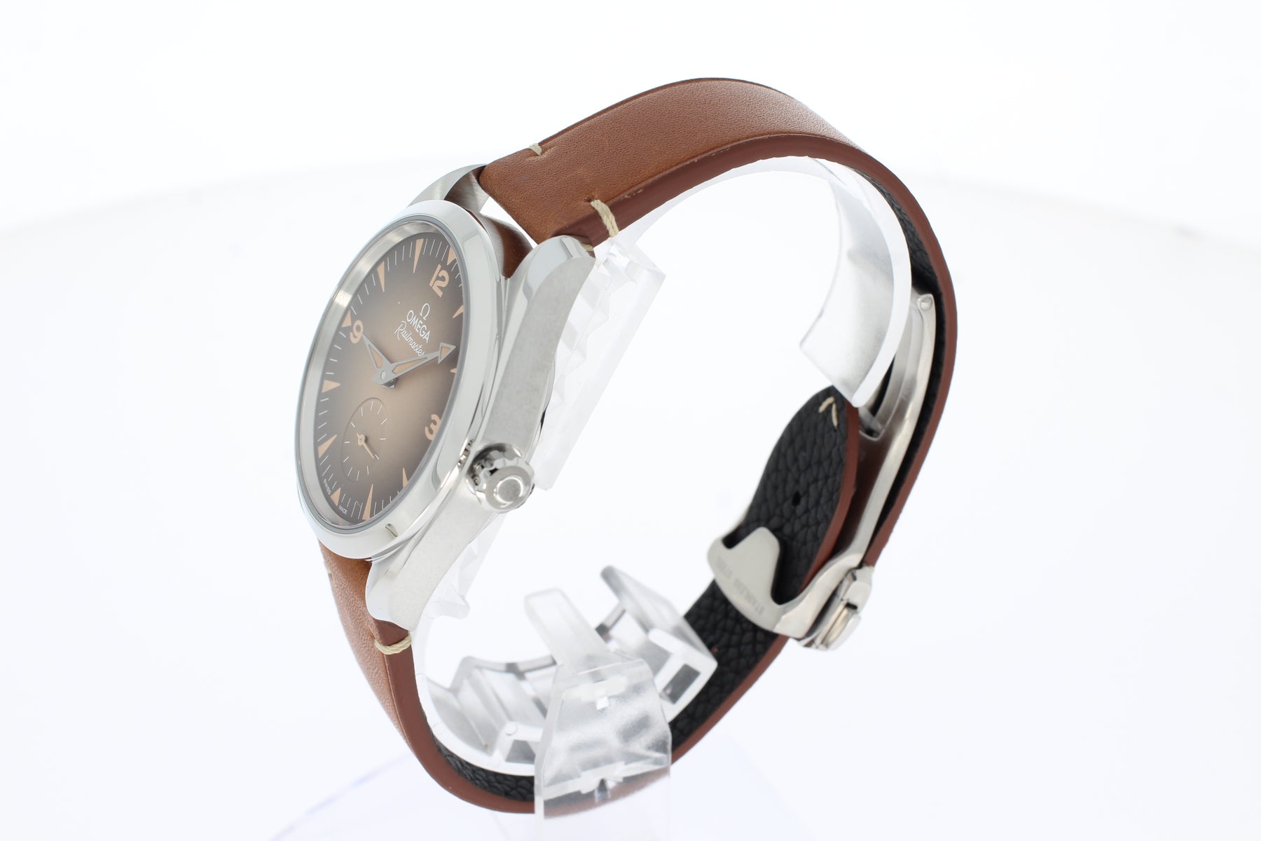 Omega Seamaster Railmaster 38 mm, Stahl mit Lederarmband 23512382013001