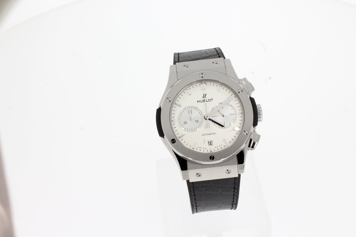 Hublot CLASSIC FUSION CHRONOGRAPH TITANIUM OPALIN 42mm 541.NX.2611.LR Titan Automatik Herren Uhr schwarz Kautschuk/Alligatorleder